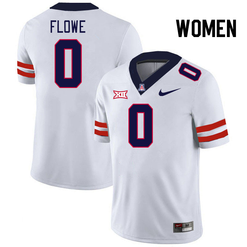 Women #0 Justin Flowe Arizona Wildcats Big 12 Conference College Football Jerseys Stitched-White